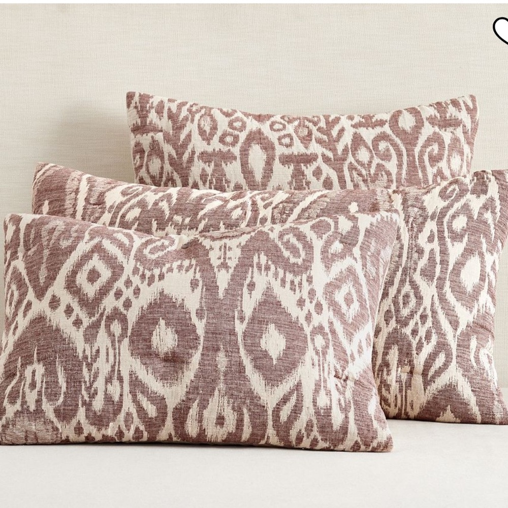 Set of 2 Pottery Barn Ikat Jacquard Comforter Euro Shams SOLD OUT Rare